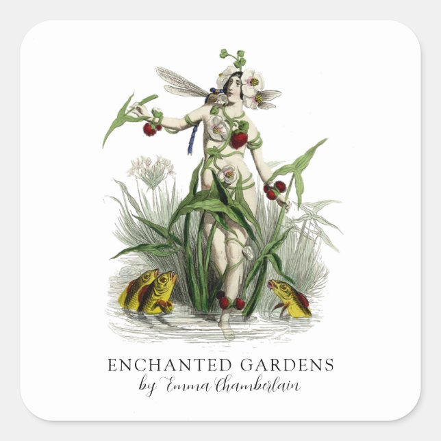 Enchanted Garden Gardener Landscaper Product Label Quadratischer Aufkleber (Vorderseite)