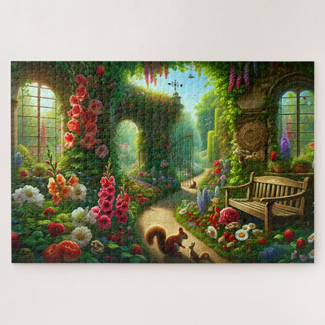 Enchanted Garden Path Lush Floral Scenery (Horizontal)