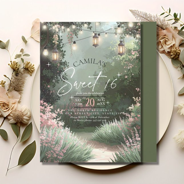Enchanted Garden Sweet 16 Pink ID1163 Einladung (Von Creator hochgeladen)