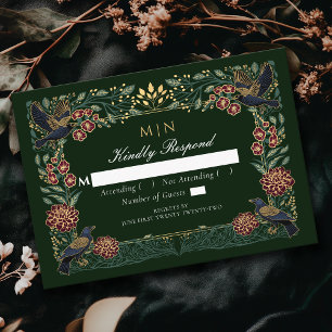Enchanted Gothic Raven Floral Wedding Dahlia UAWG Begleitkarte