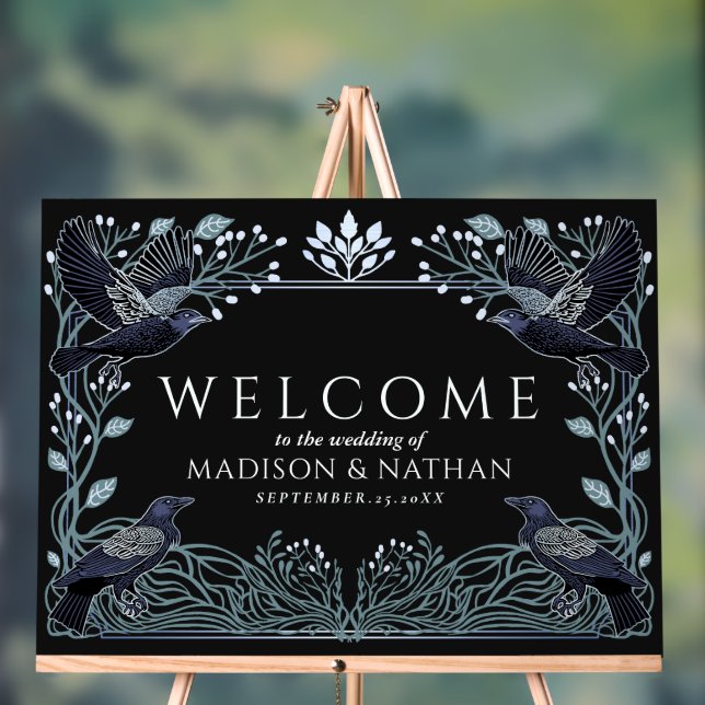 Enchanted Gothic Raven Wedding Welcome Black (Neutre)