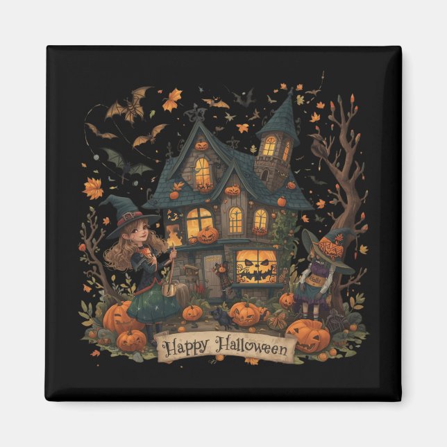 Enchanted Haunted House Halloween Magnet (Vorne)