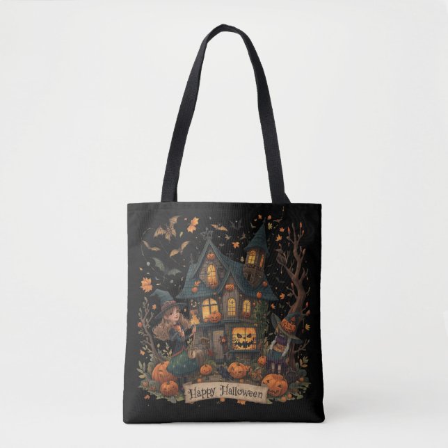 Enchanted Haunted House Halloween Tasche (Vorderseite)