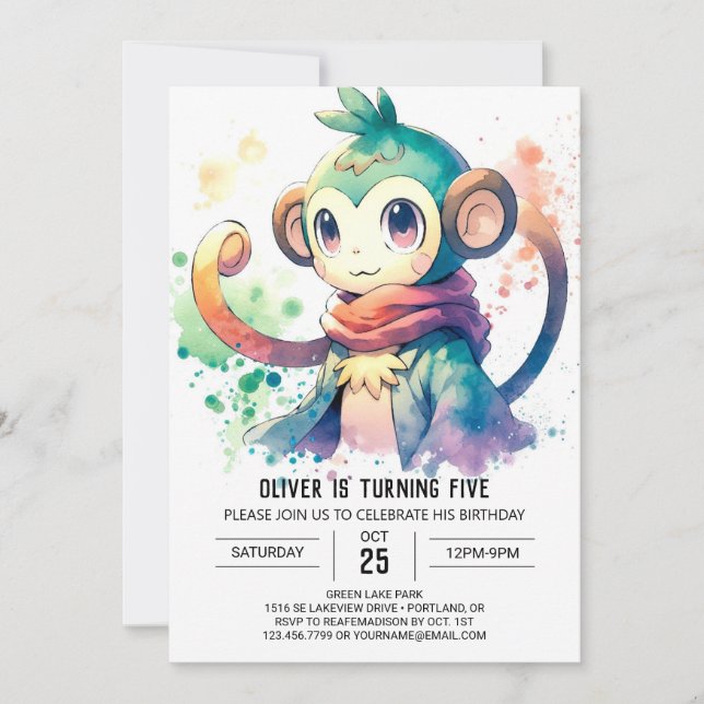 Enchanted Kids Monkey Birthday Einladung (Vorderseite)