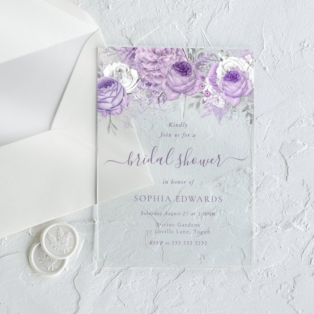 Enchanted Lavender Bridal Shower Acryleinladungen (Von Creator hochgeladen)