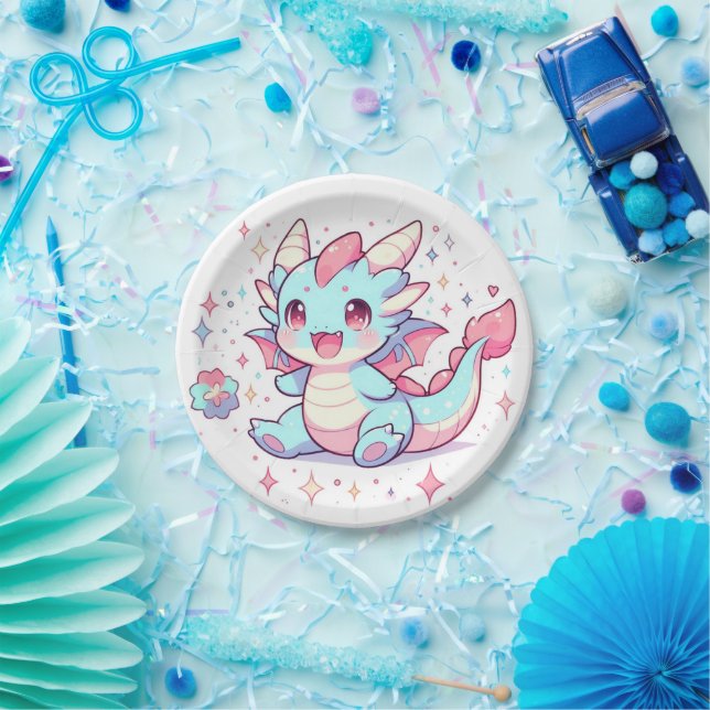 Enchanted Majestic Dragon Baby Shower Pappteller (Party)