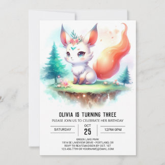 Enchanted Majestic Fox Geburtstag digital Einladung