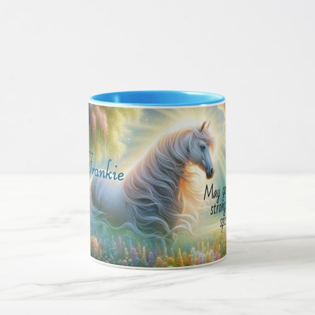 Enchanted Meadow White Horse Mug (Centre)