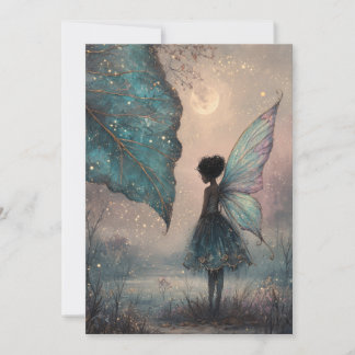 Enchanted Moonlit Leaf Fairy Watercolor Fantasy Einladung