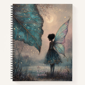 Enchanted Moonlit Leaf Fairy Watercolor Fantasy Notizbuch