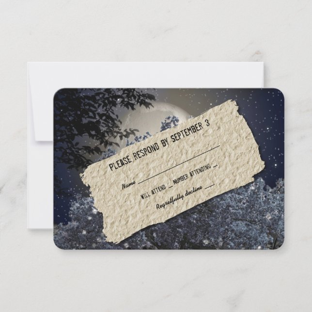 Enchanted Night Blue Tree UAWG RSVP Karte (Vorderseite)