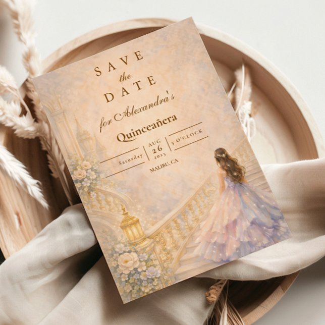 Enchanted Palace Fairytale Quinceañera Save The Date (Von Creator hochgeladen)