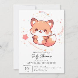 Enchanted Pastel Fox Babydusche Einladung