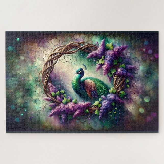Enchanted Peacock Floral Wreath (Horizontal)