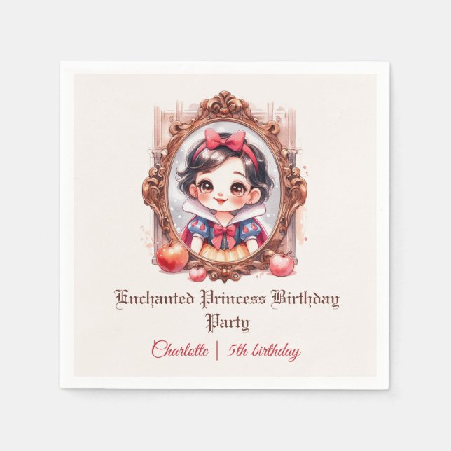 Enchanted Princess Birthday Invitation Snow White Serviette (Vorderseite)