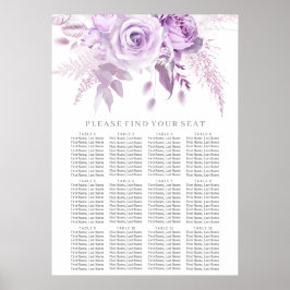 Enchanted Purple Floral Wedding Seating Chart Poster