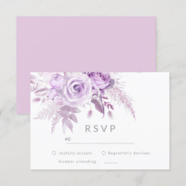 Enchanted Purple Roses Elegant Wedding RSVP Karte