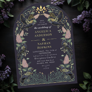 Enchanted Raven Lilac Gothic Wedding Ach Einladung
