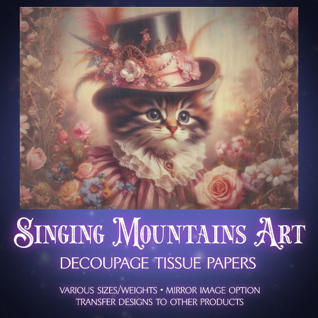 Enchanted Roses and Victorian Cat Decoupage  Seidenpapier (Von Creator hochgeladen)