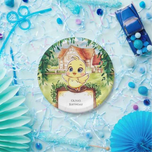 Enchanted Small Chicken Birthday Pappteller (Party)