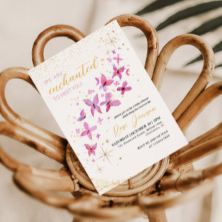 Enchanted To Meet You Butterfly Baby Shower Einladung