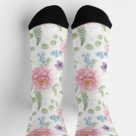 Enchanted Watercolor Garden Bouquet Socken
