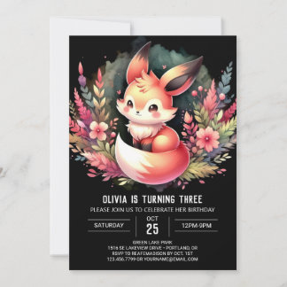 Enchanted Wild Fox Geburtstag digital Einladung