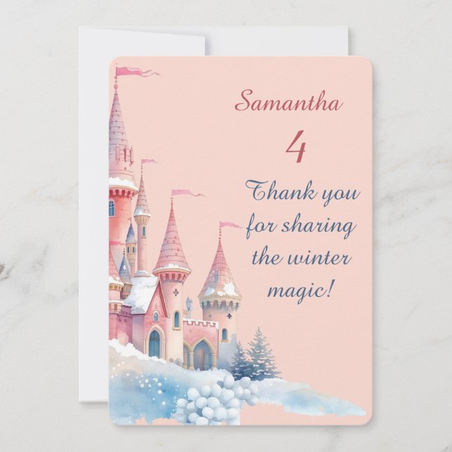 Enchanted Winter Castle Thank You Card, Princess  Dankeskarte (Vorderseite)