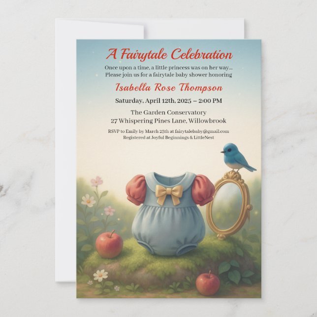 Enchanted Woodland Princess Baby Shower Fairytale  Einladung (Vorderseite)