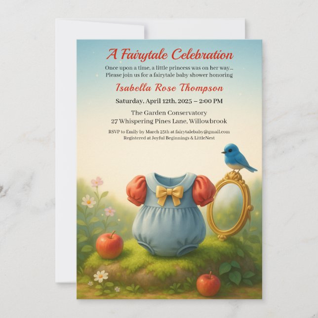 Enchanted Woodland Princess Baby Shower Fairytale  Einladung (Vorderseite)