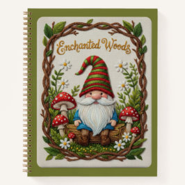 Enchanted Woods Embroidered Forest Gnome Journal Notizbuch