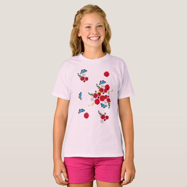 "Enchanter des lisses de papillons - T-shirt d'enf (Devant entier)