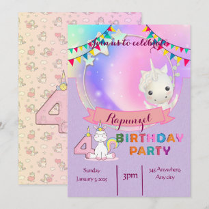 Enchanter Unicorne - Invitation de fête d'annivers