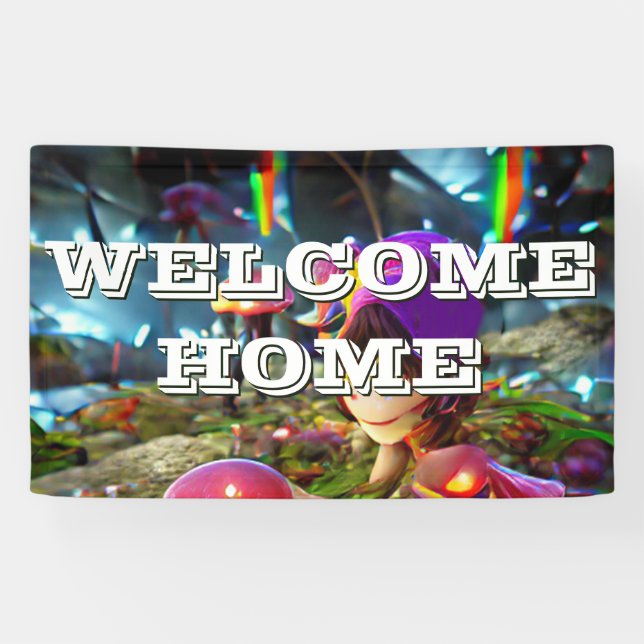 Enchanter Welcome Home Bannière avec champignons (Horizontal)