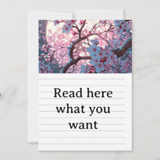 Enchanting Cherry Blossom & Full Moon Wedding Invi Einladung