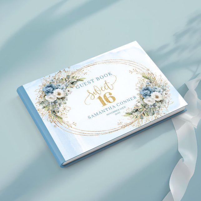 Enchanting Dusty Blue Floral Sweet 16th Guest Book Gästebuch (Enchanting Dusty Blue Floral Sweet 16th Guest Book)