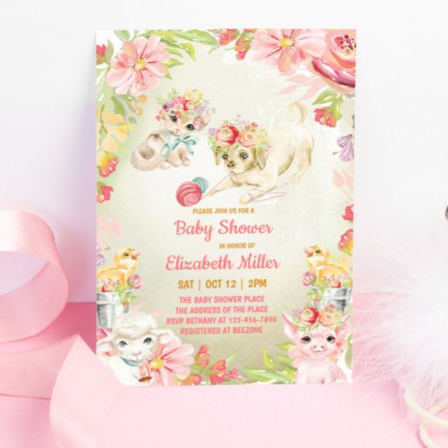 Enchanting Farm Animals Baby Shower Invitation Einladung (Von Creator hochgeladen)