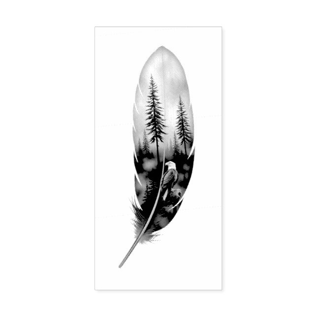 Enchanting Feather with Bald Eagle Artwork Gummistempel (Prägung)