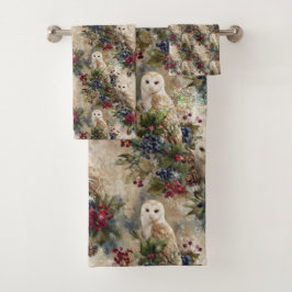 Enchanting Floral Owl Badhandtuch Set