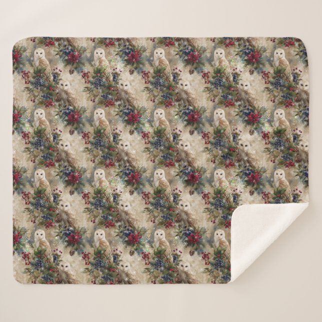 Enchanting Floral Owl Sherpadecke (Vorderseite (Horizontal))