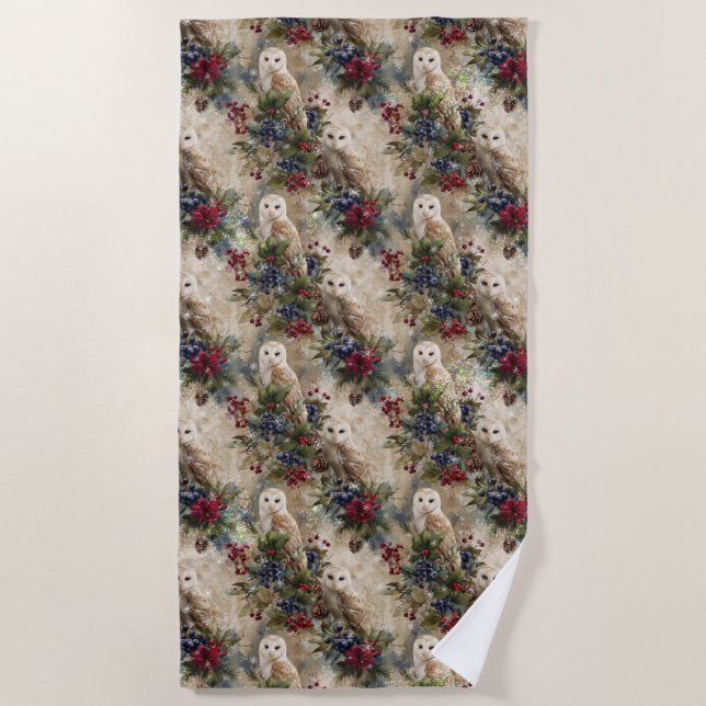 Enchanting Floral Owl Strandtuch (Vorderseite)