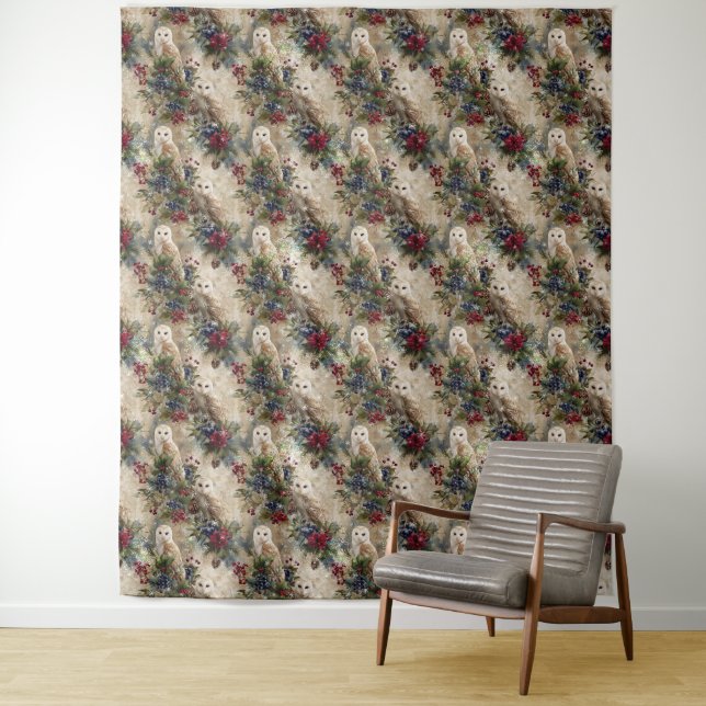 Enchanting Floral Owl Wandteppich (Beispiel)