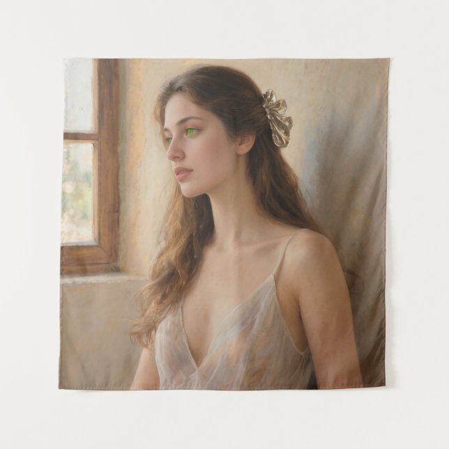 Enchanting Green Gaze Wandteppich (Vorderseite)