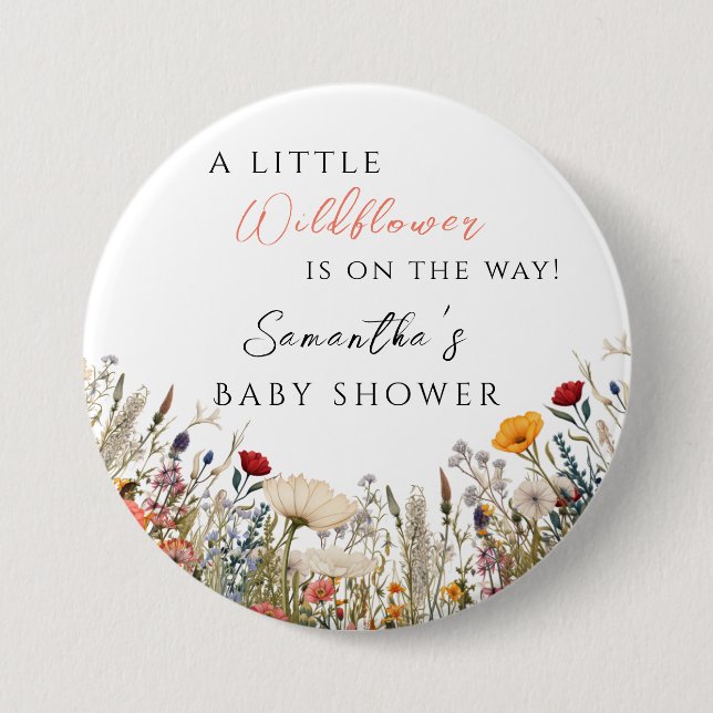 Enchanting White Meadow Little Wildflower Button (Vorderseite)