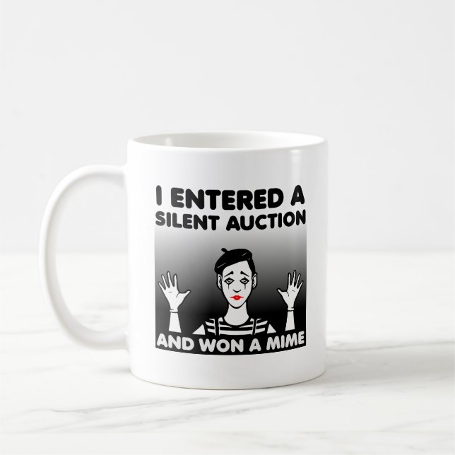 Enchères silencieuses Mime Drôle Mug (Gauche)