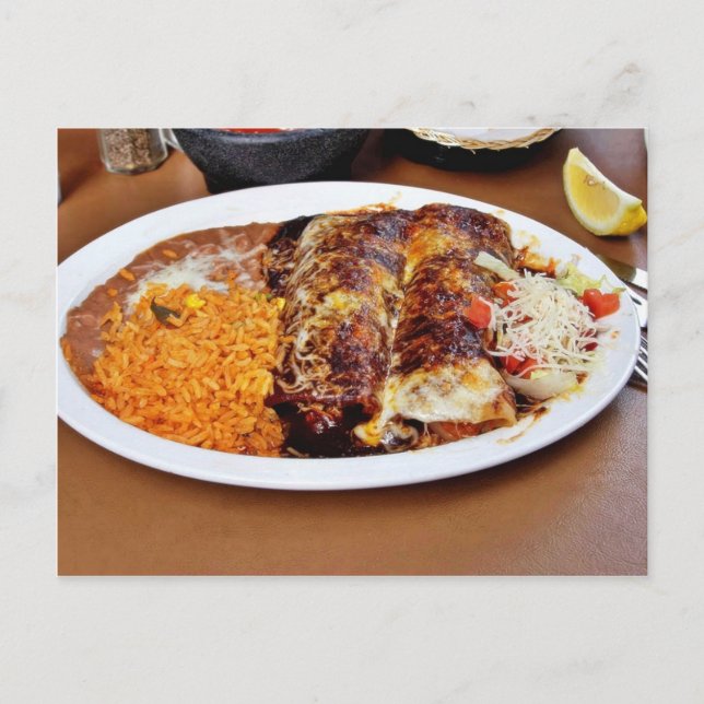 Enchiladas-Reis-Bohnen Postkarte (Vorderseite)
