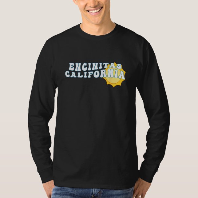 Encinitas California CA Retro Wavy Souvenir Vacati T-Shirt (Vorderseite)