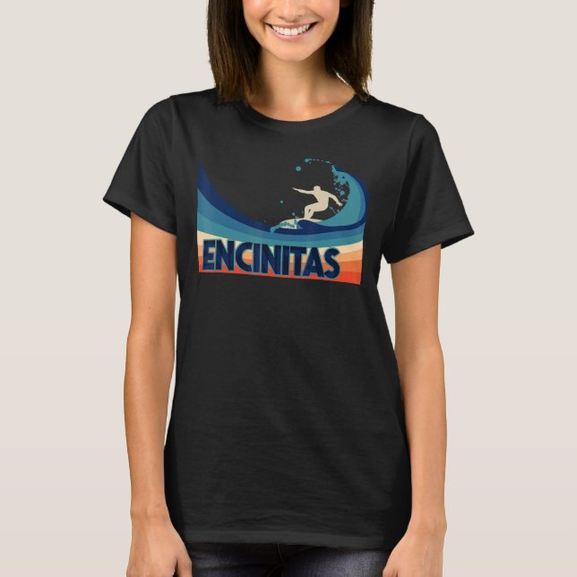Encinitas California Retro Surf Sailing & Fischen T-Shirt (Vorderseite)