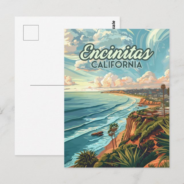 Encinitas California San Diego Beach Vintag Postkarte (Vorne/Hinten)