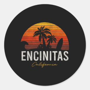 Encinitas Kalifornien Ca Palmen Surf Sonnenunterga Runder Aufkleber
